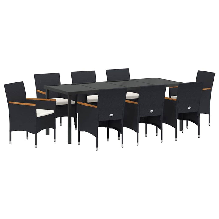 Have Spisebordssæt med pude 9 pcs Sort polyrattan