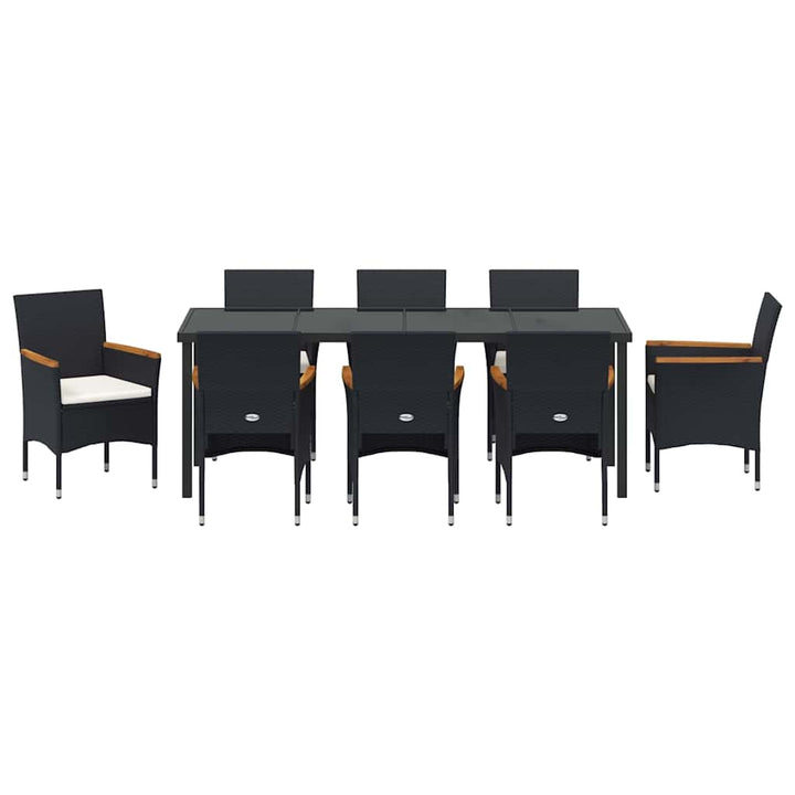 Have Spisebordssæt med pude 9 pcs Sort polyrattan