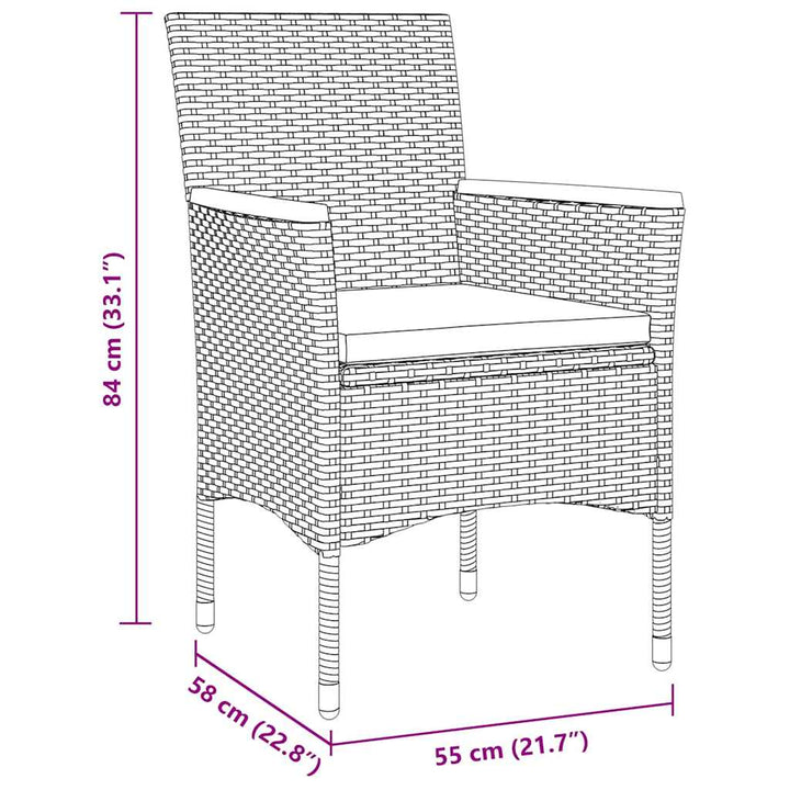 Have Spisebordssæt med pude 9 pcs Sort polyrattan