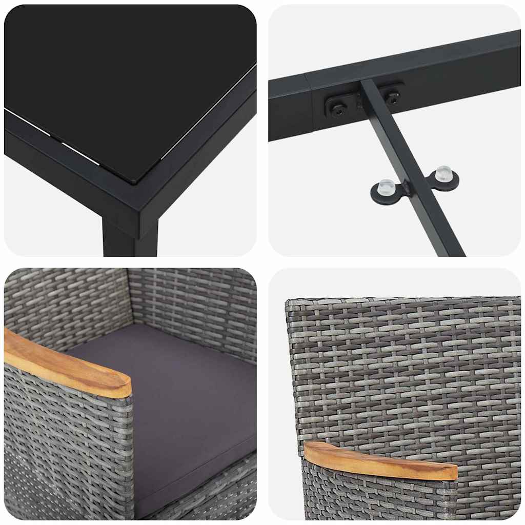 Have Spisebordssæt med pude 3 pcs Grå polyrattan