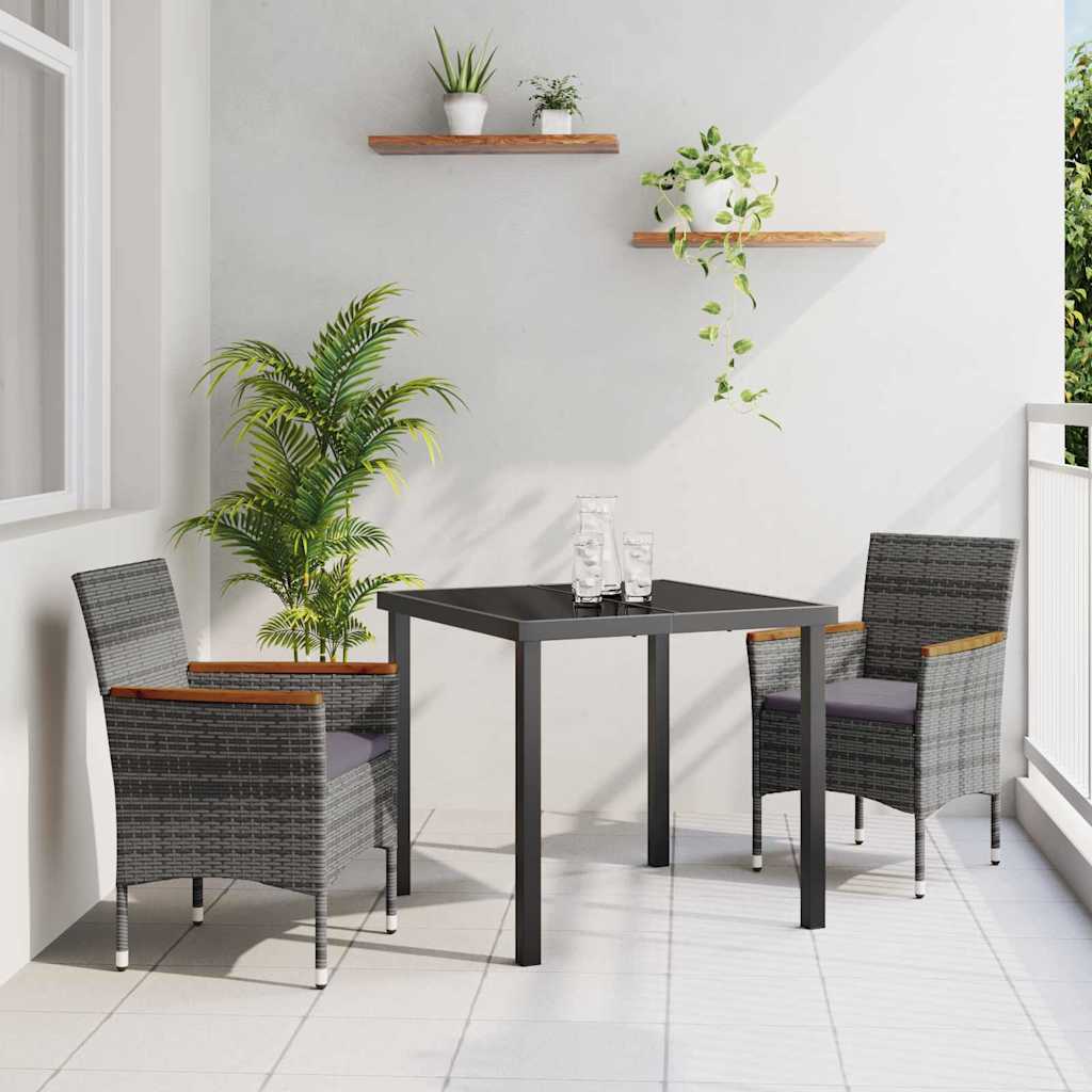 Have Spisebordssæt med pude 3 pcs Grå polyrattan