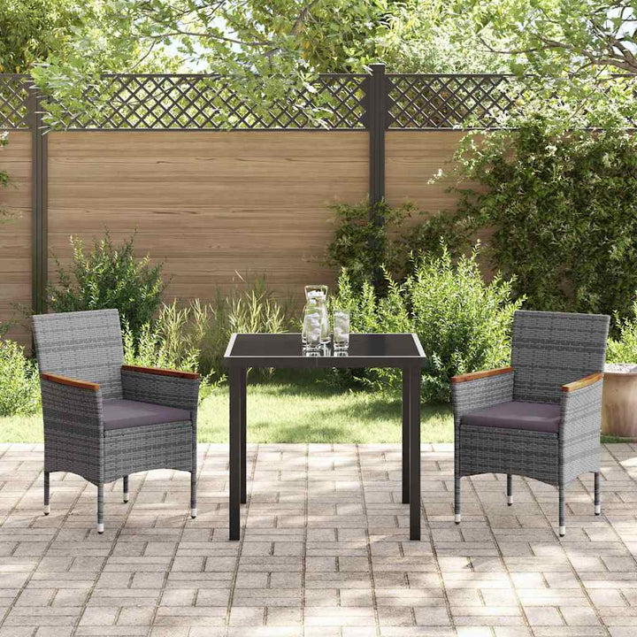 Have Spisebordssæt med pude 3 pcs Grå polyrattan