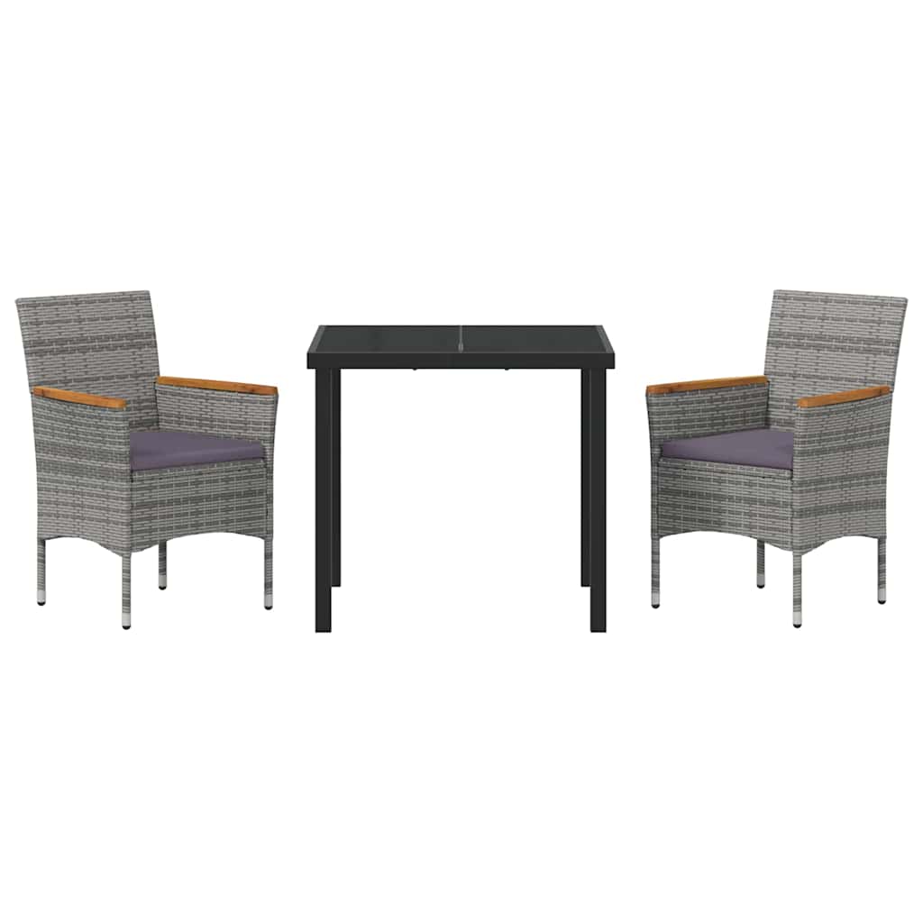 Have Spisebordssæt med pude 3 pcs Grå polyrattan