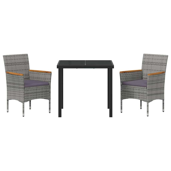 Have Spisebordssæt med pude 3 pcs Grå polyrattan
