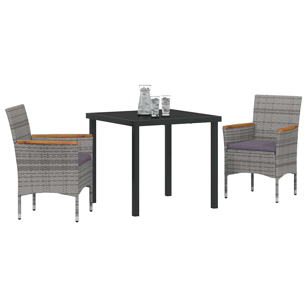 Have Spisebordssæt med pude 3 pcs Grå polyrattan