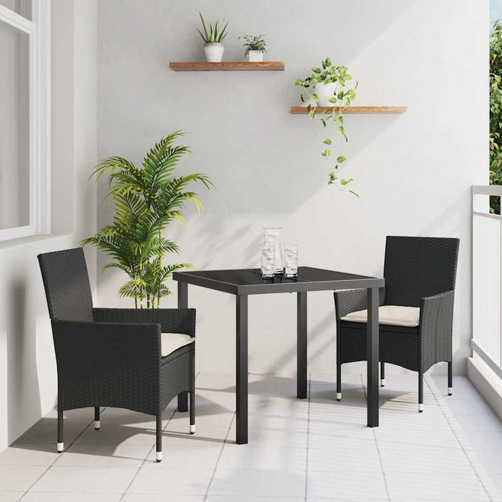 Have Spisebordssæt med pude 3 pcs Sort polyrattan