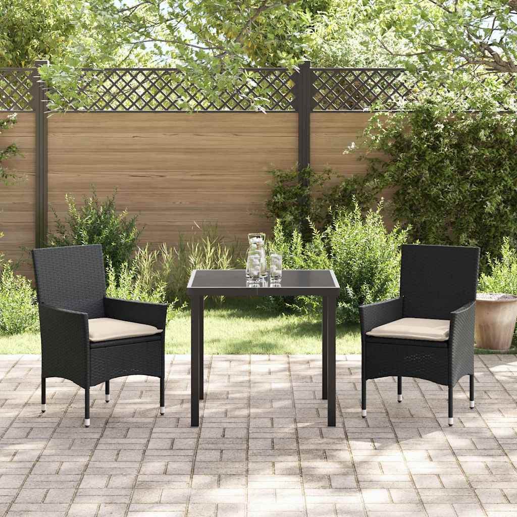 Have Spisebordssæt med pude 3 pcs Sort polyrattan