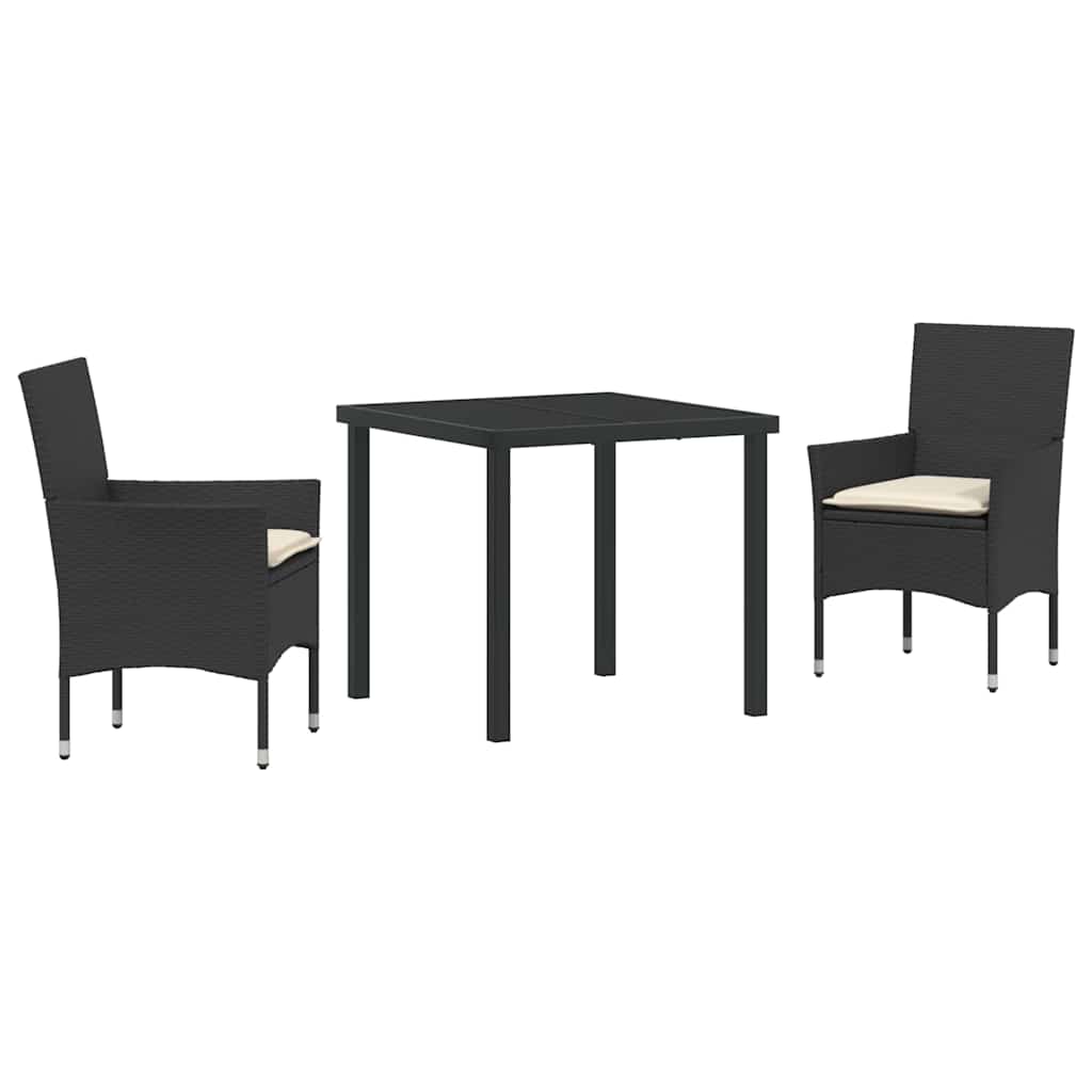 Have Spisebordssæt med pude 3 pcs Sort polyrattan