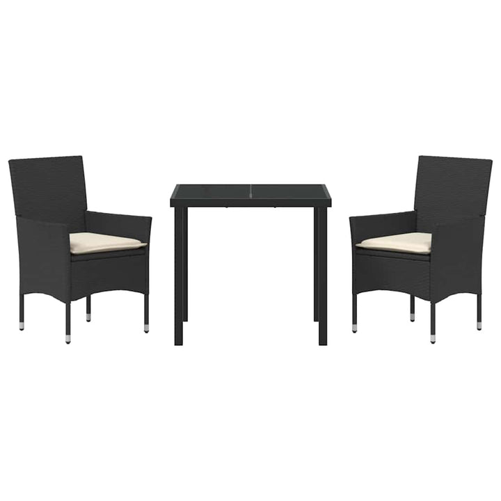 Have Spisebordssæt med pude 3 pcs Sort polyrattan