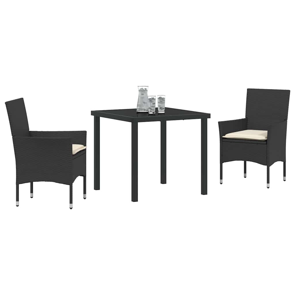 Have Spisebordssæt med pude 3 pcs Sort polyrattan