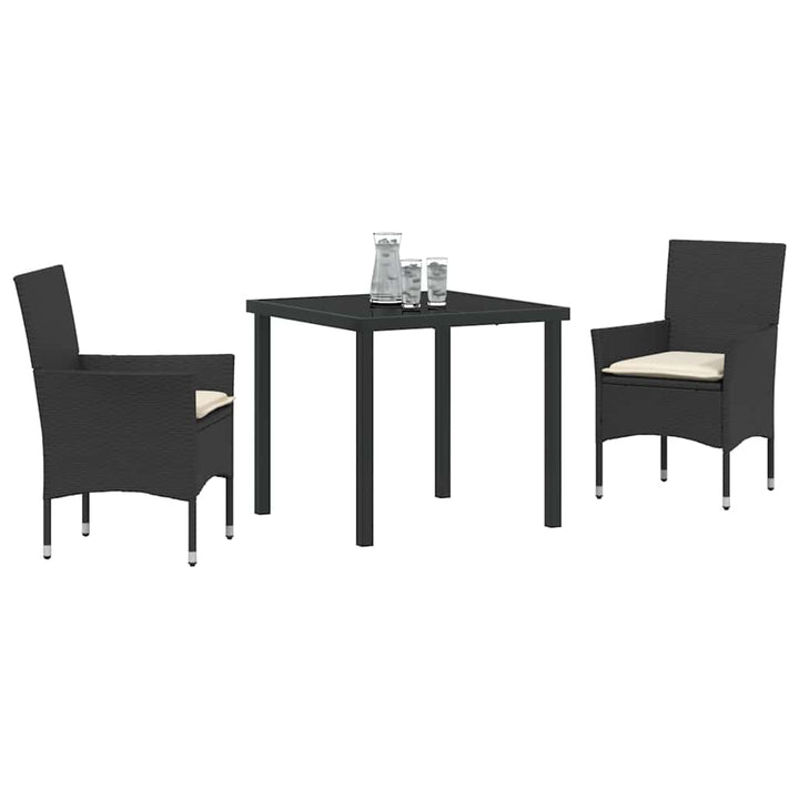 Have Spisebordssæt med pude 3 pcs Sort polyrattan