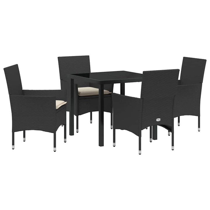 Have Spisebordssæt med pude 5 pcs Sort polyrattan
