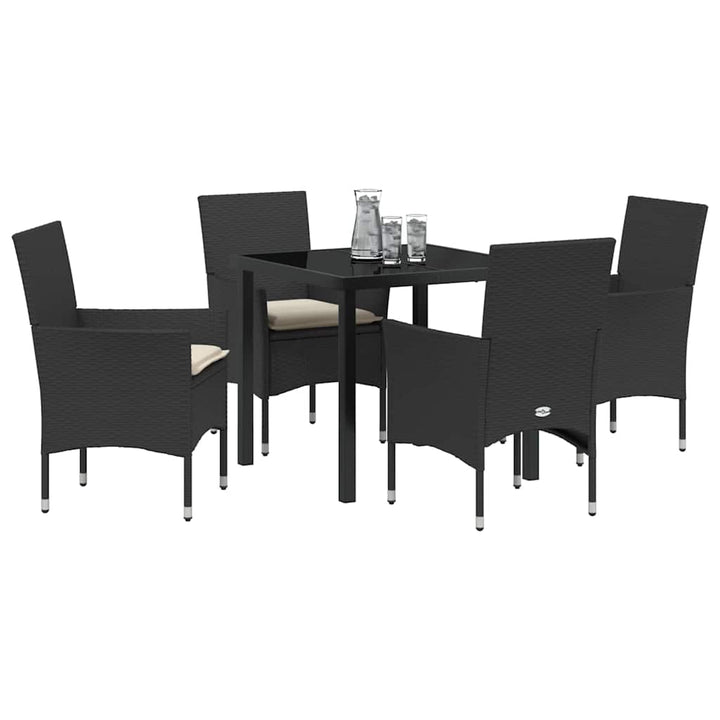 Have Spisebordssæt med pude 5 pcs Sort polyrattan