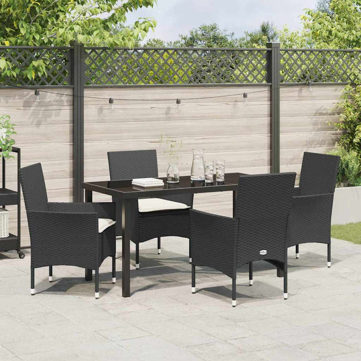 Have Spisebordssæt med pude 5 pcs Sort polyrattan