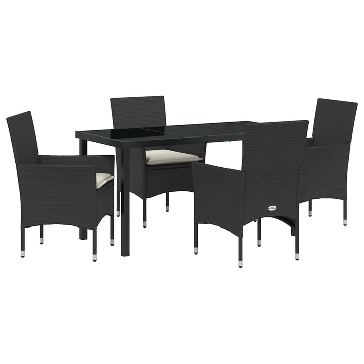 Have Spisebordssæt med pude 5 pcs Sort polyrattan