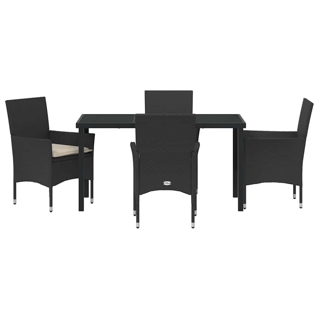 Have Spisebordssæt med pude 5 pcs Sort polyrattan