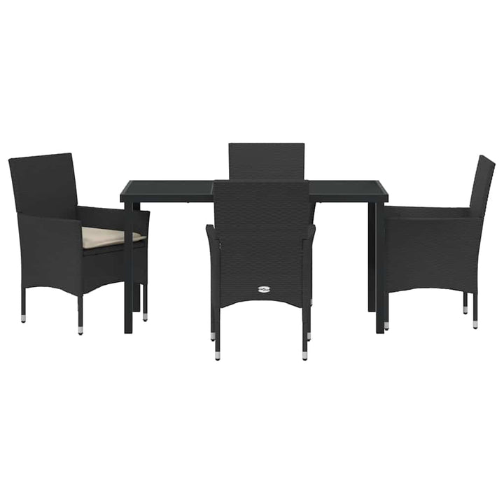 Have Spisebordssæt med pude 5 pcs Sort polyrattan