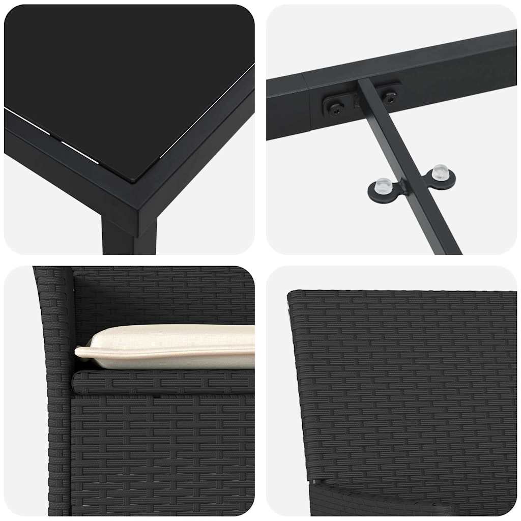 Have Spisebordssæt med pude 5 pcs Sort polyrattan