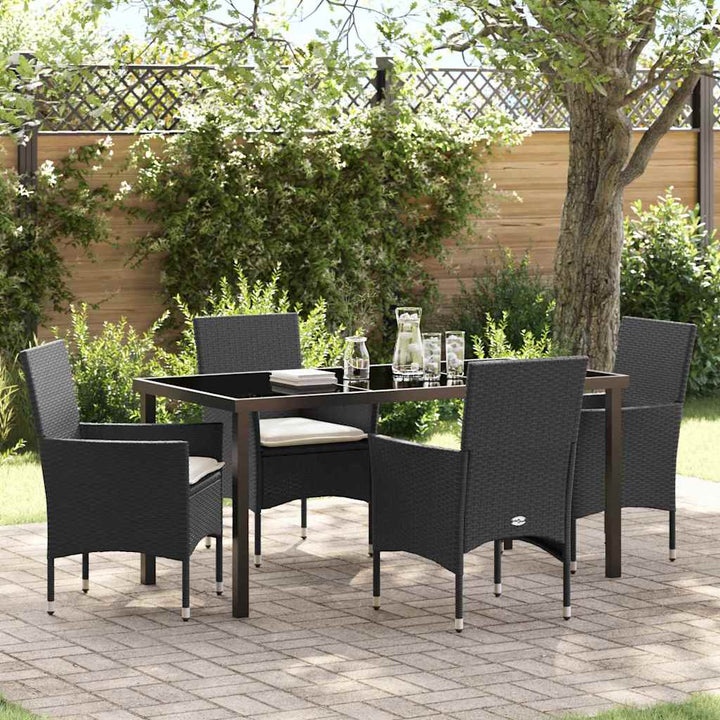 Have Spisebordssæt med pude 5 pcs Sort polyrattan