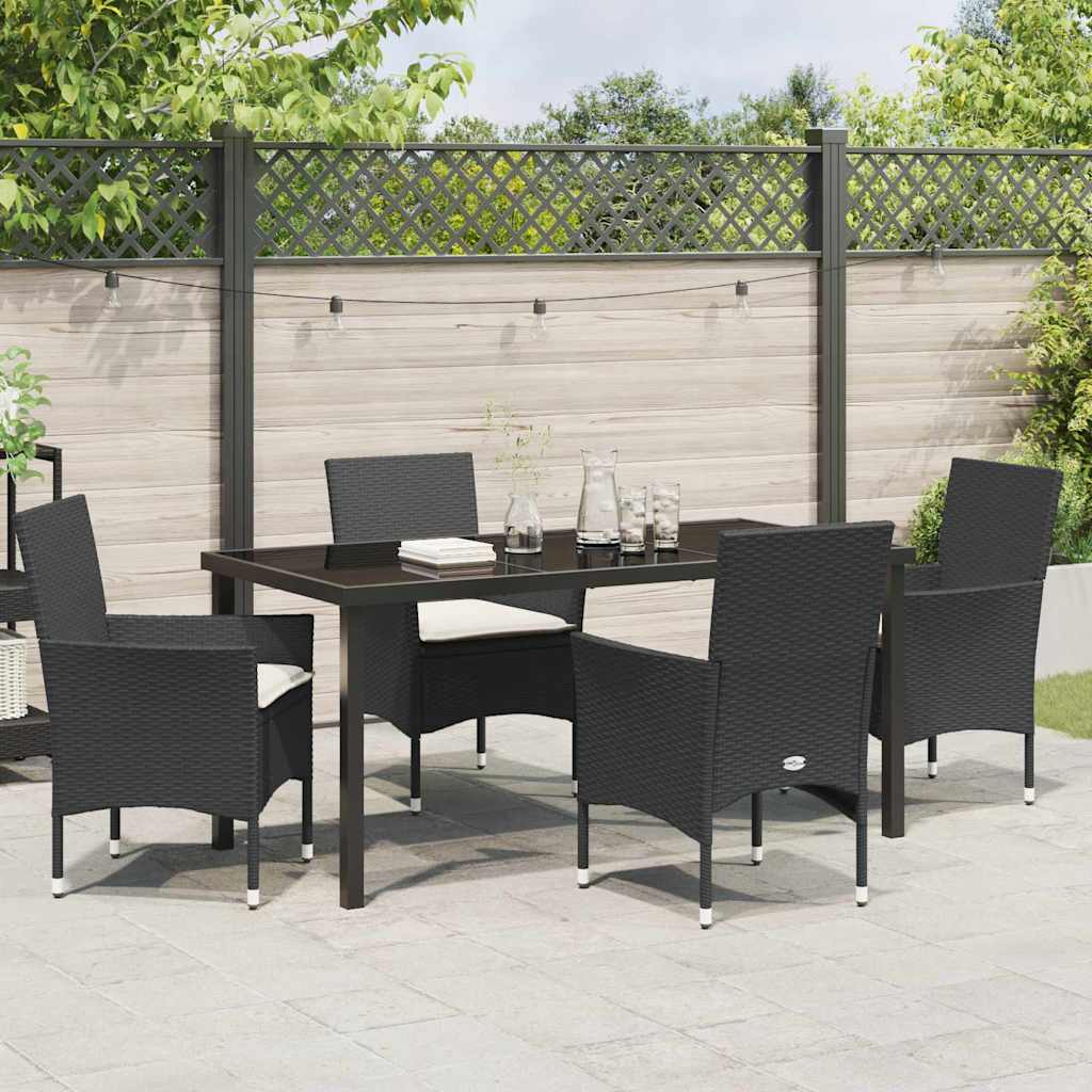 Have Spisebordssæt med pude 5 pcs Sort polyrattan