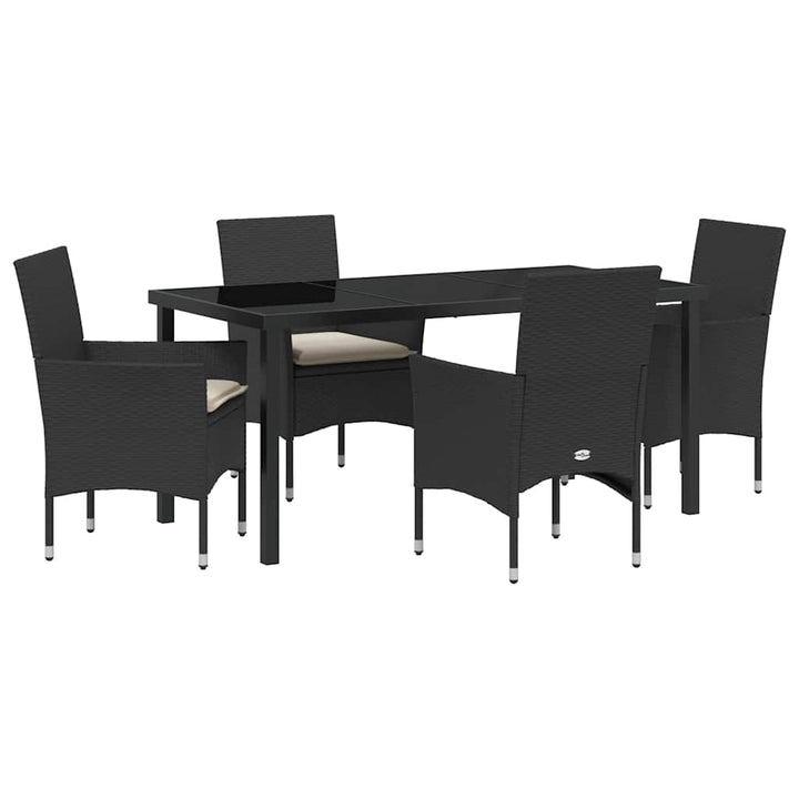 Have Spisebordssæt med pude 5 pcs Sort polyrattan