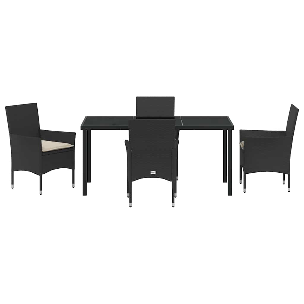 Have Spisebordssæt med pude 5 pcs Sort polyrattan