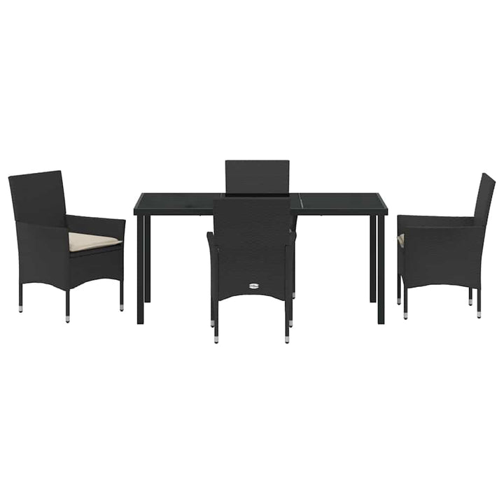 Have Spisebordssæt med pude 5 pcs Sort polyrattan
