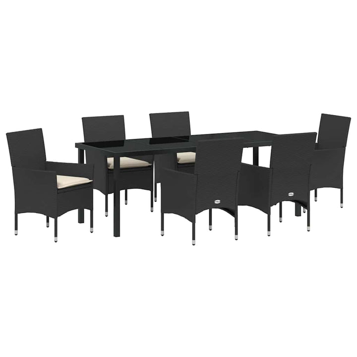 Have Spisebordssæt med pude 7 pcs Sort polyrattan