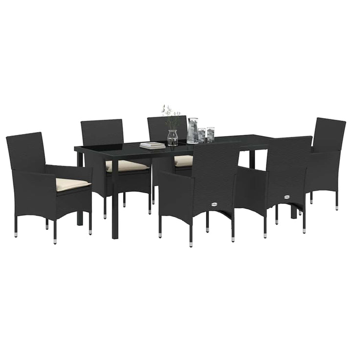 Have Spisebordssæt med pude 7 pcs Sort polyrattan