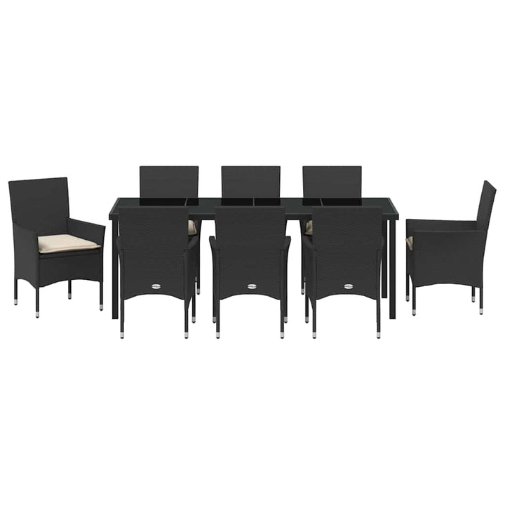 Have Spisebordssæt med pude 9 pcs Sort polyrattan