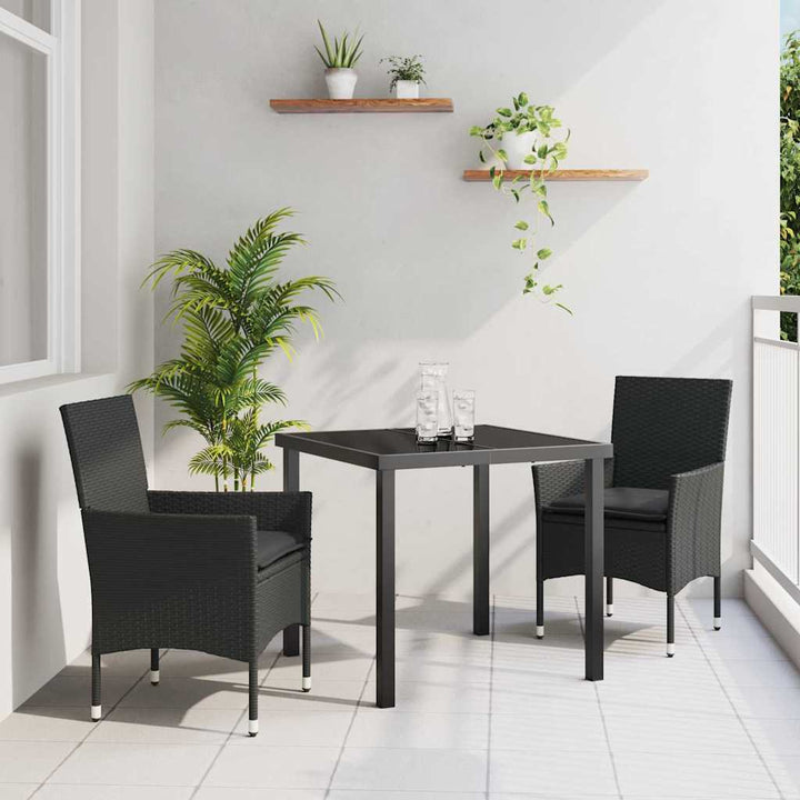 Have Spisebordssæt med pude 3 pcs Sort polyrattan