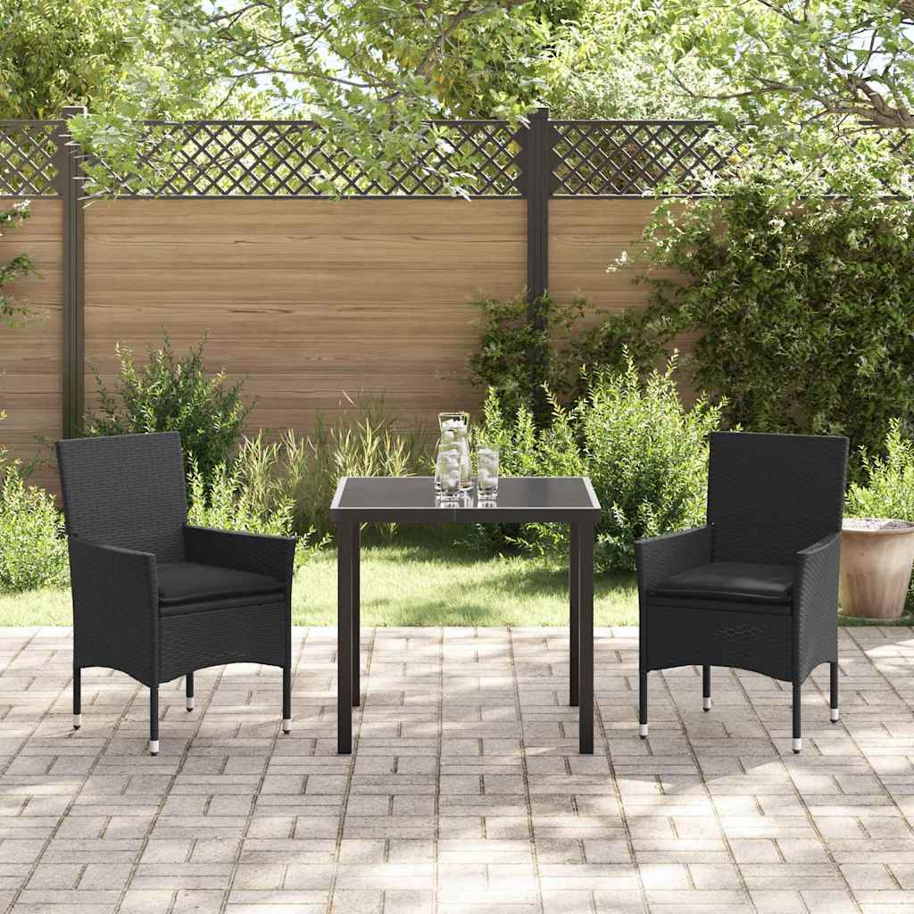 Have Spisebordssæt med pude 3 pcs Sort polyrattan