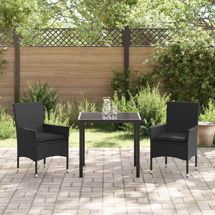 Have Spisebordssæt med pude 3 pcs Sort polyrattan