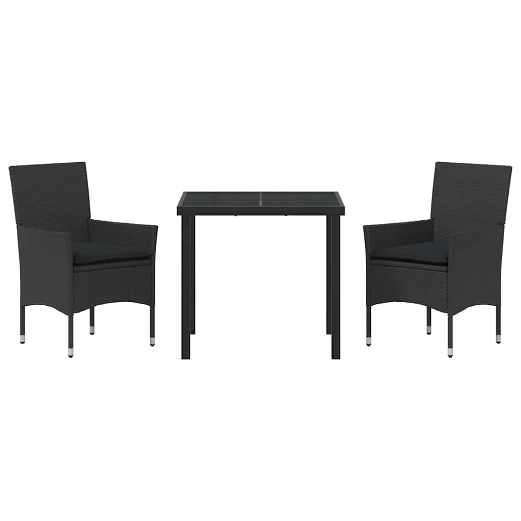 Have Spisebordssæt med pude 3 pcs Sort polyrattan