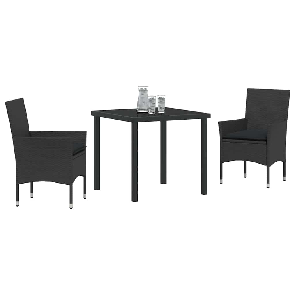 Have Spisebordssæt med pude 3 pcs Sort polyrattan