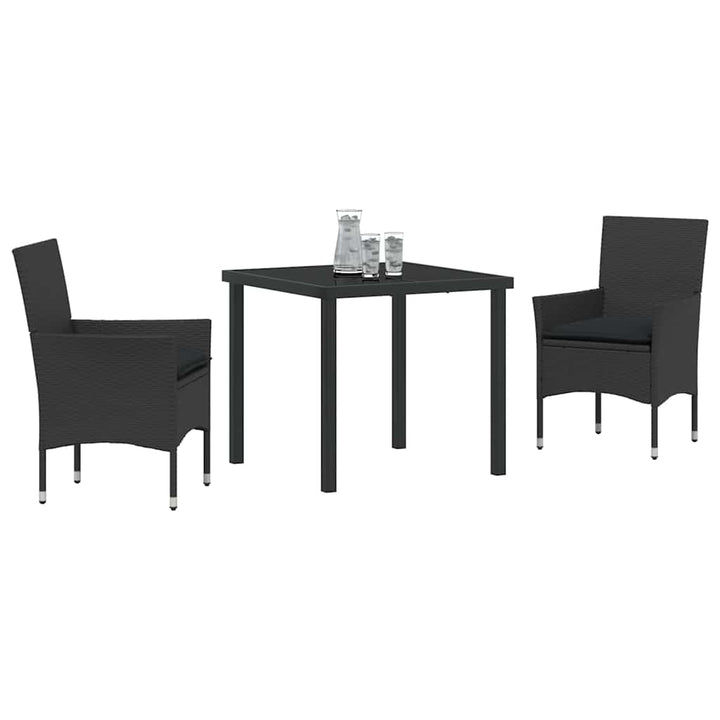Have Spisebordssæt med pude 3 pcs Sort polyrattan