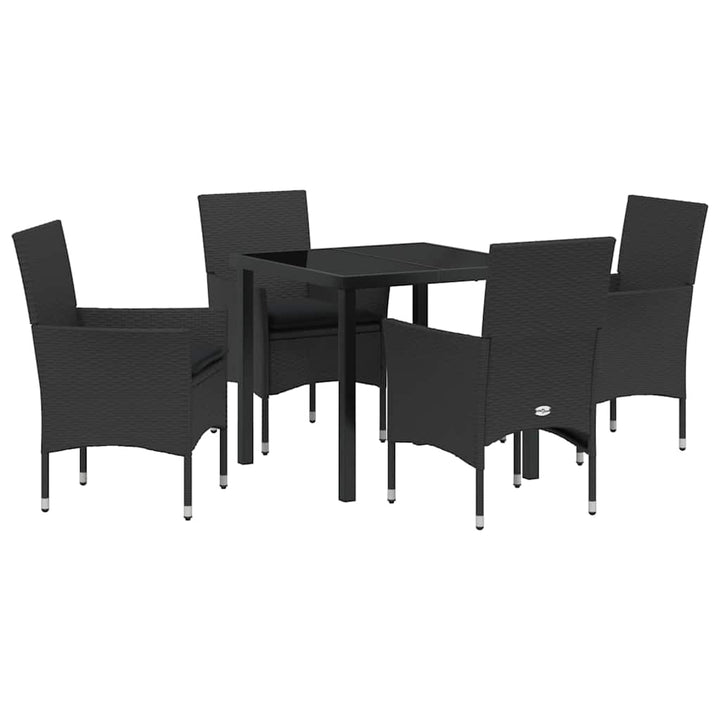 Have Spisebordssæt med pude 5 pcs Sort polyrattan