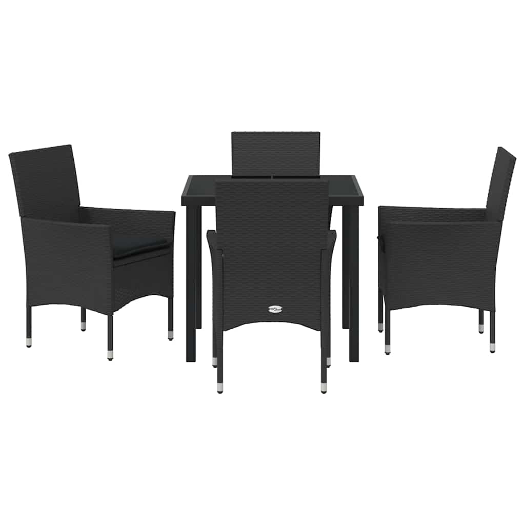 Have Spisebordssæt med pude 5 pcs Sort polyrattan