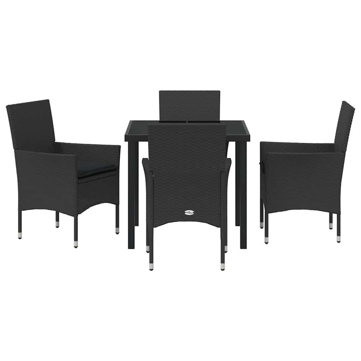 Have Spisebordssæt med pude 5 pcs Sort polyrattan