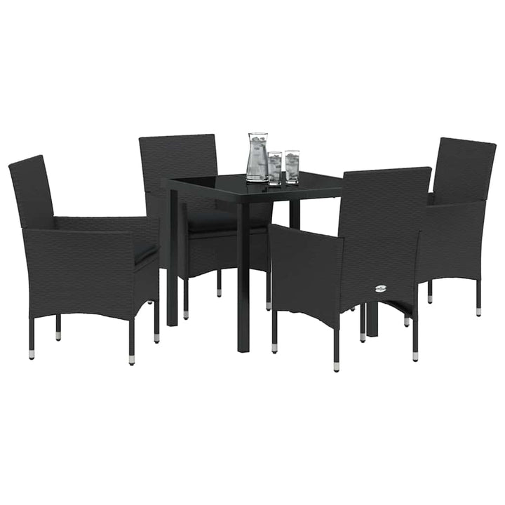 Have Spisebordssæt med pude 5 pcs Sort polyrattan