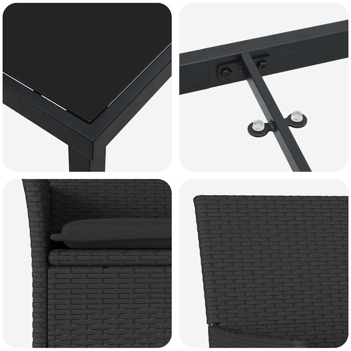 Have Spisebordssæt med pude 5 pcs Sort polyrattan