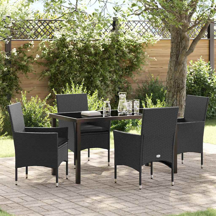 Have Spisebordssæt med pude 5 pcs Sort polyrattan