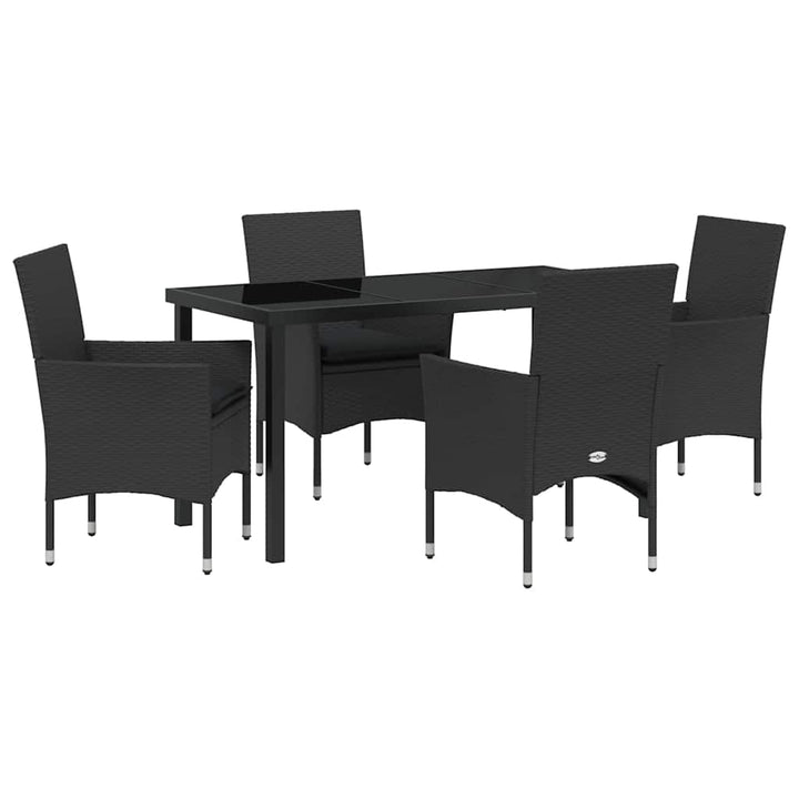 Have Spisebordssæt med pude 5 pcs Sort polyrattan