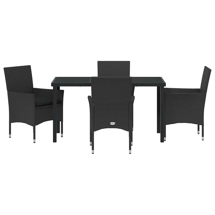 Have Spisebordssæt med pude 5 pcs Sort polyrattan