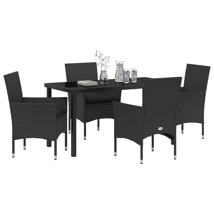 Have Spisebordssæt med pude 5 pcs Sort polyrattan