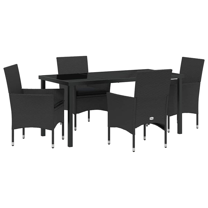 Have Spisebordssæt med pude 5 pcs Sort polyrattan