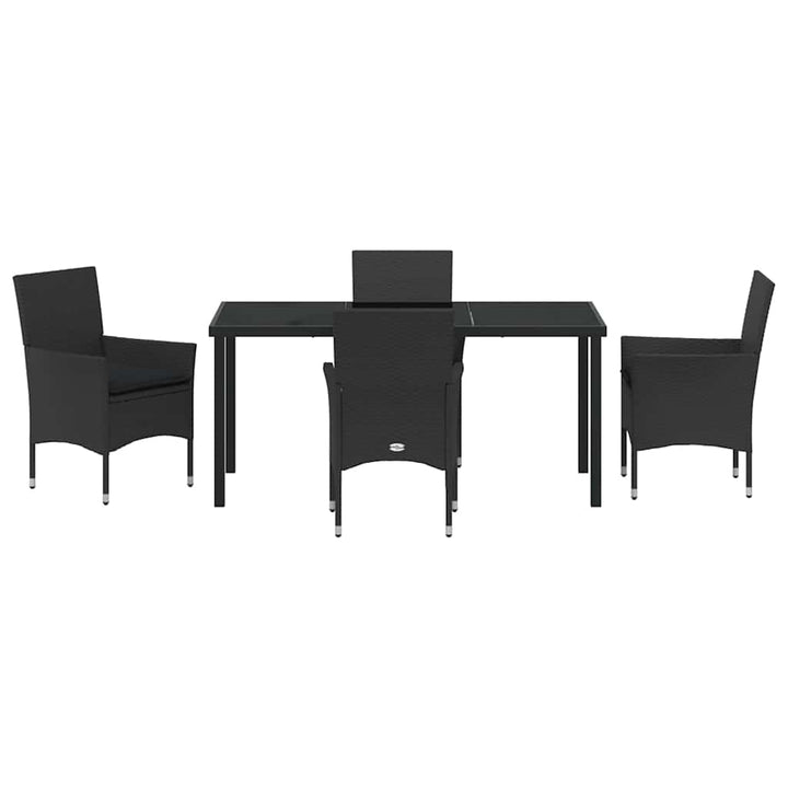 Have Spisebordssæt med pude 5 pcs Sort polyrattan