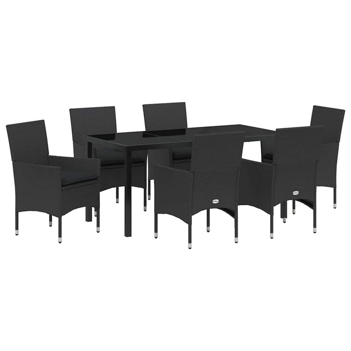 Have Spisebordssæt med pude 7 pcs Sort polyrattan