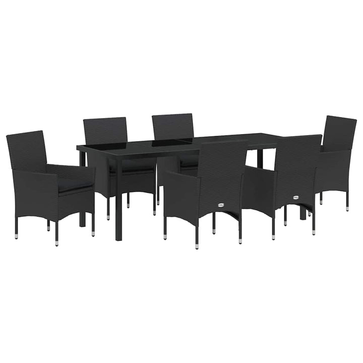 Have Spisebordssæt med pude 7 pcs Sort polyrattan