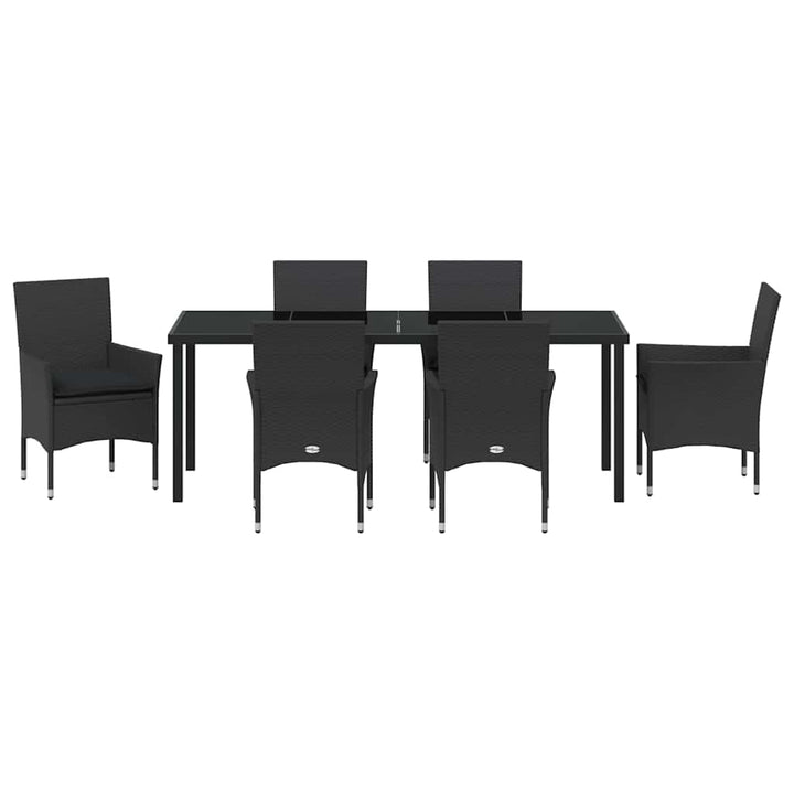 Have Spisebordssæt med pude 7 pcs Sort polyrattan